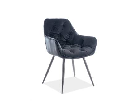 Scaun tapitat CHERRY VELVET catifea black 57x58xH87cm, picioare negre