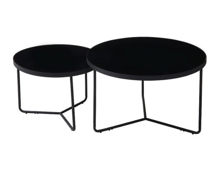 Set 2 masute ITALIA din sticla neagra, metal negru 80xH50cm
