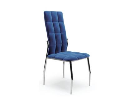 Scaun tapitat K416 cu spatar inalt, catifea blue 43x54xH101cm, cadru si picioare crom