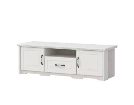 Comoda TV cu 2 usi, 1 sertar si spatiu liber EVERGREEN 159x51x55cm ivory/ pin polar