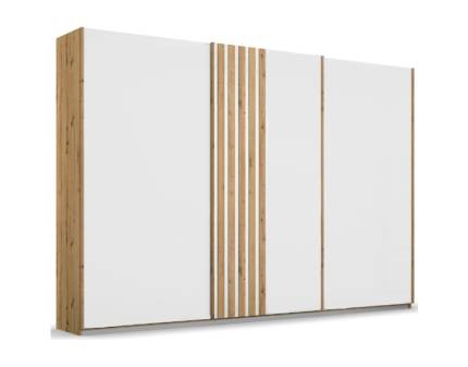 Dulap cu usi glisante MOSBACH 271x210x62cm stejar Artisan/ alb alpin, maner stejar