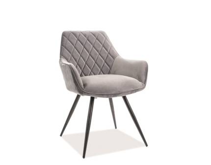 Scaun tapitat LINEA VELVET catifea grey 59x59xH82cm, picioare negre