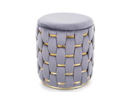 Taburet TIARA VELVET cu spatiu pentru depozitare, catifea cu auriu, design impletit 37xH42cm
