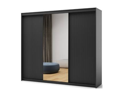 Dulap cu usi glisante TREND 250x222x63cm negru - oglinda, cu led  