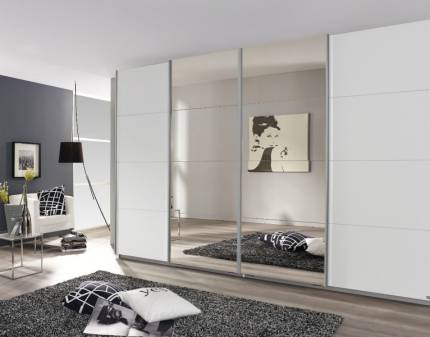 Dulap cu usi glisante SYNCRONO 316x211x62cm alb alpin/ oglinda configurabil