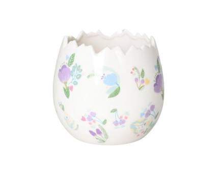 Ghiveci alb cu flori din ceramica