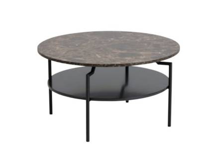 Masuta ALENTO cu spatiu tip suport, din PAL Egger cu efect de marmura neagra, metal negru 80x80xH45cm