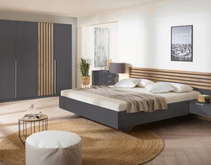 Dormitor LAMELLA gri metalic/ stejar artisan 