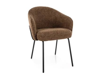 Scaun tapitat NAO NOELLE material textil cappuccino 60x62xH82cm, picioare si cadru negru