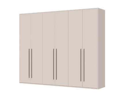 Dulap cu 6 usi cu usi balamale OPERA 272x224x56cm casmir, manere maro