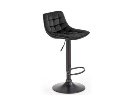 Scaun tapitat pentru bar H95 reglabil pe inaltime, catifea black 43x35xH84-106cm, picior negru