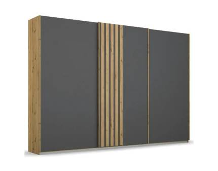 Dulap cu usi glisante MOSBACH 271x210x62cm stejar Artisan/ gri metalic, maner stejar