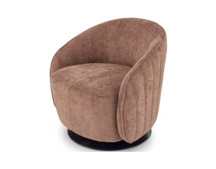Fotoliu rotativ cozy cu design curbat BASILIO material plusat brown 72x67xH70cm 