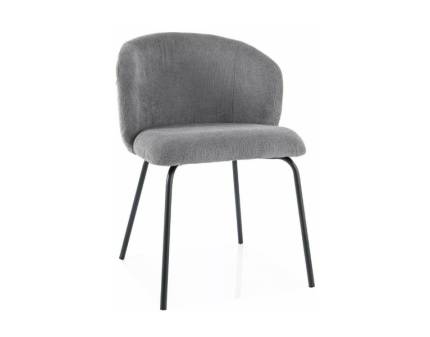 Scaun tapitat KEVIN VARDO minimalist, material textil grey 57x57xH79cm, picioare negre