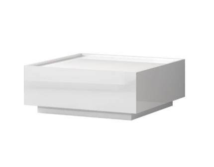 Masuta PIANO WHITE cu sertar pentru depozitare,din PAL Egger alb lucios, 90x90xH36cm