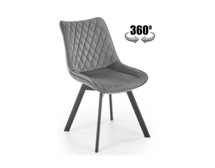 Scaun tapitat K520 rotativ, catifea grey 46x47xH80cm, picioare negre