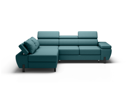 Coltar extensibil cu lada MOLINA S cu lada pentru depozitare, tetiere reglabile, cotiera reglabila, personalizabil 277x189cm