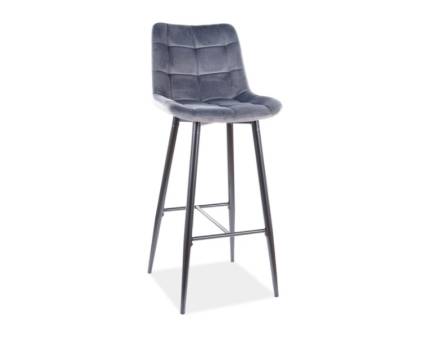 Scaun tapitat pentru bar CHIC H-1 VELVET catifea grey 46x54xH109cm, picioare negre