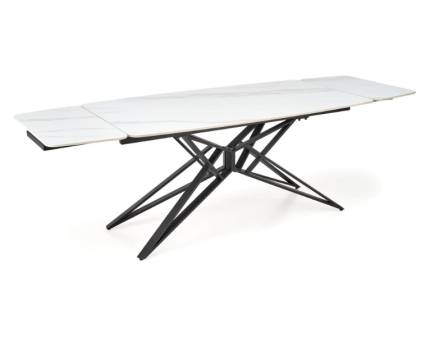Masa extensibila ALFREDO din marmura alba, metal negru 160-240x91xH76cm