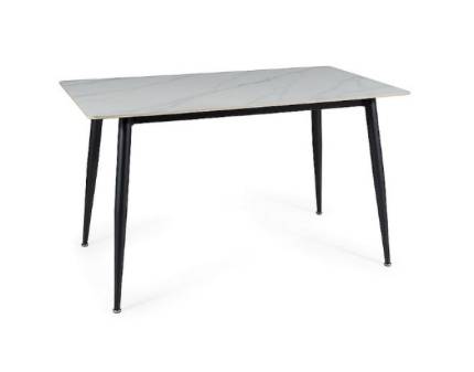 Masa RION din ceramica cu efect de marmura alba, metal negru 160x90xH76cm