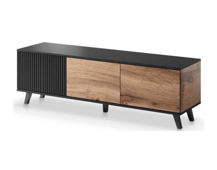 Comoda TV cu 3 usi RANDOM 150x47x40cm stejar/ negru