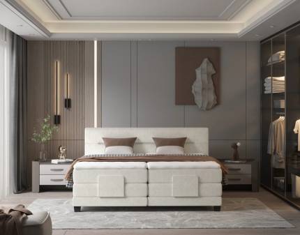 Pat Boxspring cu reglaj electric TESSA 140/ 160/ 180cm personalizabil 