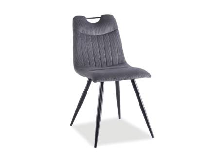 Scaun tapitat ORFE material raiat grey 45x50xH86cm, picioare negre