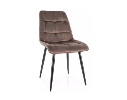 Scaun tapitat CHIC VELVET catifea cappuccino 50x58xH88cm, picioare negre