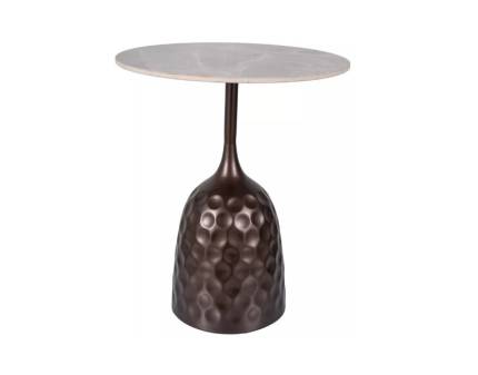 Masuta MUTTI din ceramica cu efect de marmura gri lucios, metal bronz antic 50xH60cm
