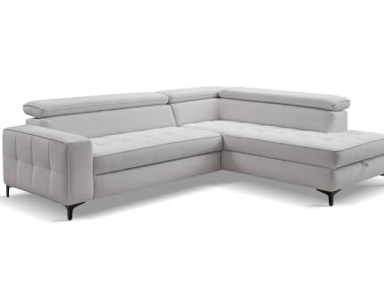 Coltar extensibil NALA cu lada pentru depozitare, tetiere reglabile, personalizabil 251x203cm