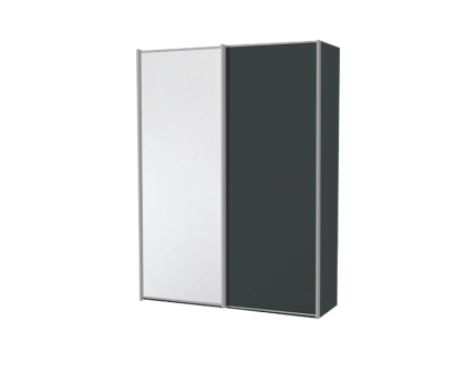Dulap cu 2 usi glisante 113x222x68cm antracit mat/ alb mat - antracit mat, maner aluminiu model 29 SINFONIE PLUS 