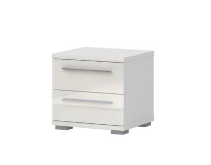 Noptiera cu 2 sertare PIANO BEIGE 45x43x40cm bej lucios, picioare si manere crom