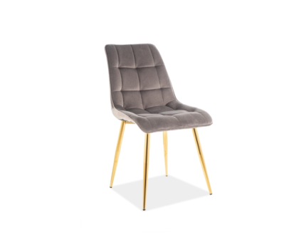 Scaun tapitat CHIC VELVET GOLD catifea grey 50x58xH88cm, picioare aurii