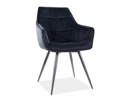 Scaun tapitat LILIA VELVET catifea black 59x61xH90cm, picioare negre