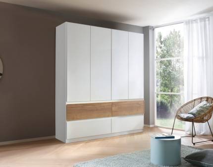 Dulap cu 4 usi cu balamale si 4 sertare WINNIPEG 181x210x56cm alb alpin/ halifax