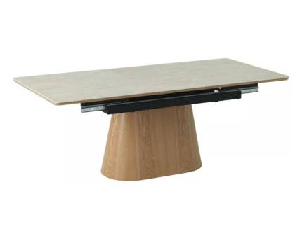 Masa extensibila MONACO CERAMIC din ceramica beige, MDF si furnir stejar 160-200x90xH75cm