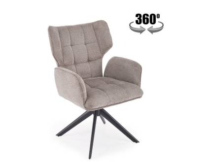 Scaun tapitat K601 rotativ, material textil grey 57x64xH90cm, picioare negre