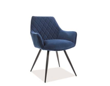 Scaun tapitat LINEA VELVET catifea blue  59x59xH82cm, picioare negre