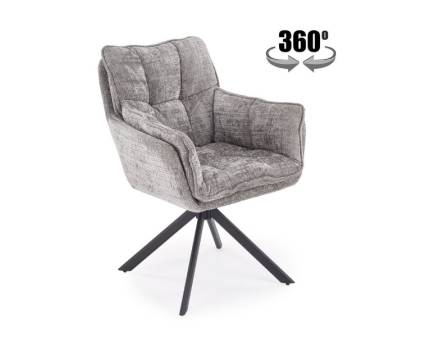 Scaun tapitat K597 rotativ, confortabil, material textil grey 70x67xH90cm, picioare negre 