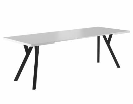 Masa extensibila MERLIN WHITE din PAL laminat alb, metal negru 90-240x90xH76cm