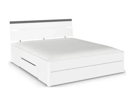 Cadru pat CORVO (180x200cm) cu sertare pentru depozitare, sistem de iluminare LED alb alpin/ gri metalic