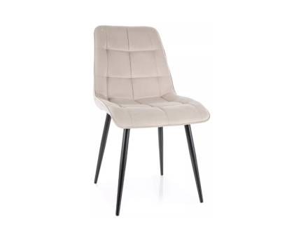Scaun tapitat CHIC VELVET catifea cream 50x58xH88cm, picioare negre