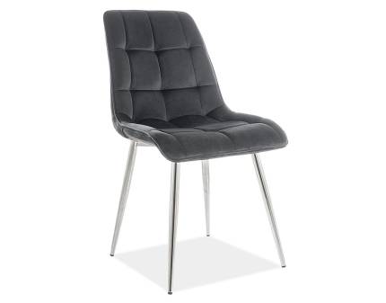 Scaun tapitat CHIC VELVET CHROM catifea black 50x58xH88cm, picioare crom