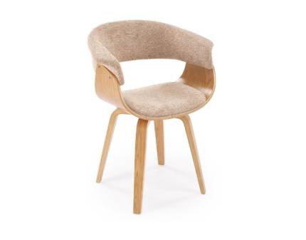 Scaun tapitat K545 material textil beige ARAGON 14 63x53xH83cm, cadru si picioare lemn natural  