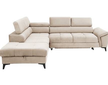 Coltar extensibil MOCCA cu lada pentru depozitare, tetiere reglabile, personalizabil 265x222cm