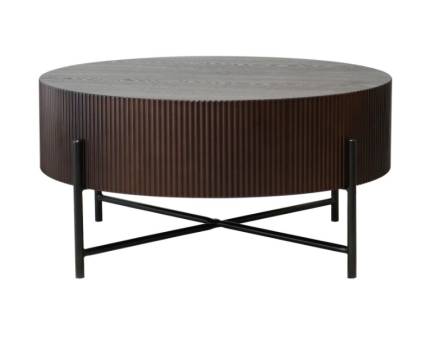 Masuta TUCA din MDF si furnir de frasin nuanta nuc inchis, metal negru 80xH40cm
