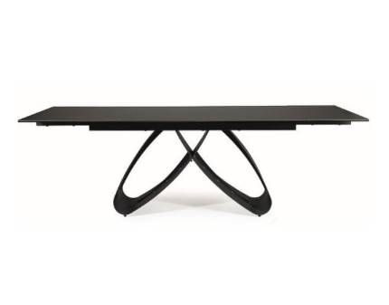 Masa extensibila SAMANTA CERAMIC din ceramica cu efect de marmura Sahara Noir negru, metal negru 160-240x90xH76cm