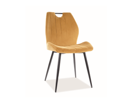 Scaun tapitat ARCO VELVET catifea curry 51x58xH91cm, picioare negre