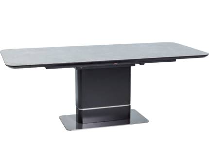 Masa extensibila PALLAS CERAMIC din MDF si ceramica cu efect de marmura gri, metal negru 160-210x90xH76cm