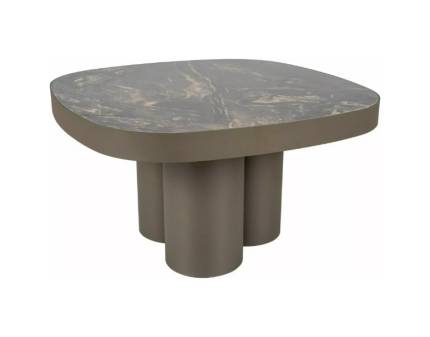 Masuta STELLA B din ceramica Spaniola Vulcano negru lucios, metal cupru 75x75xH43cm